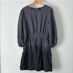 Universal Thread Gauze Long Sleeve Mini Dress w Charcoal & Black Ombré Gradient